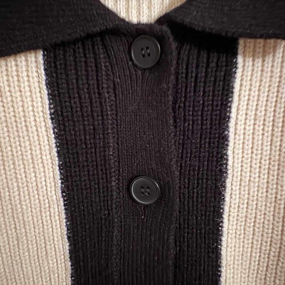 Zara Color Block Cream And Black Button Down Swea… - image 4